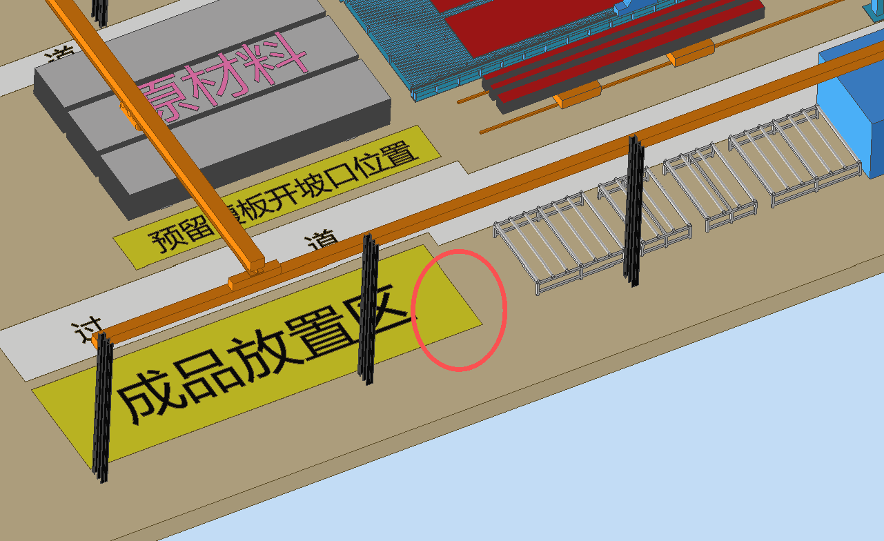 3D overview of a steel fabrication plant layout